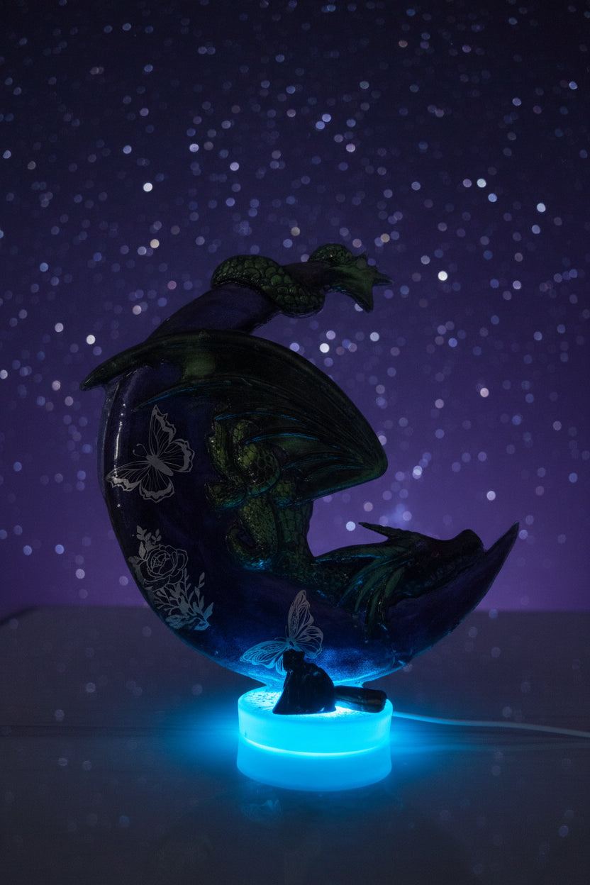 Lampe dragon Énergétique avec l’œil de tigre et l’obsidienne